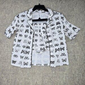 Art Class Pajama Set Butterfly Print White/Black Comfortable Sleepwear